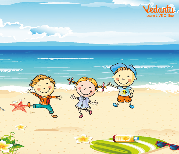Kids enjoying in summer season at beach