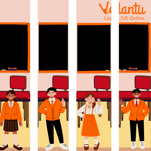 The students sitting in different classrooms