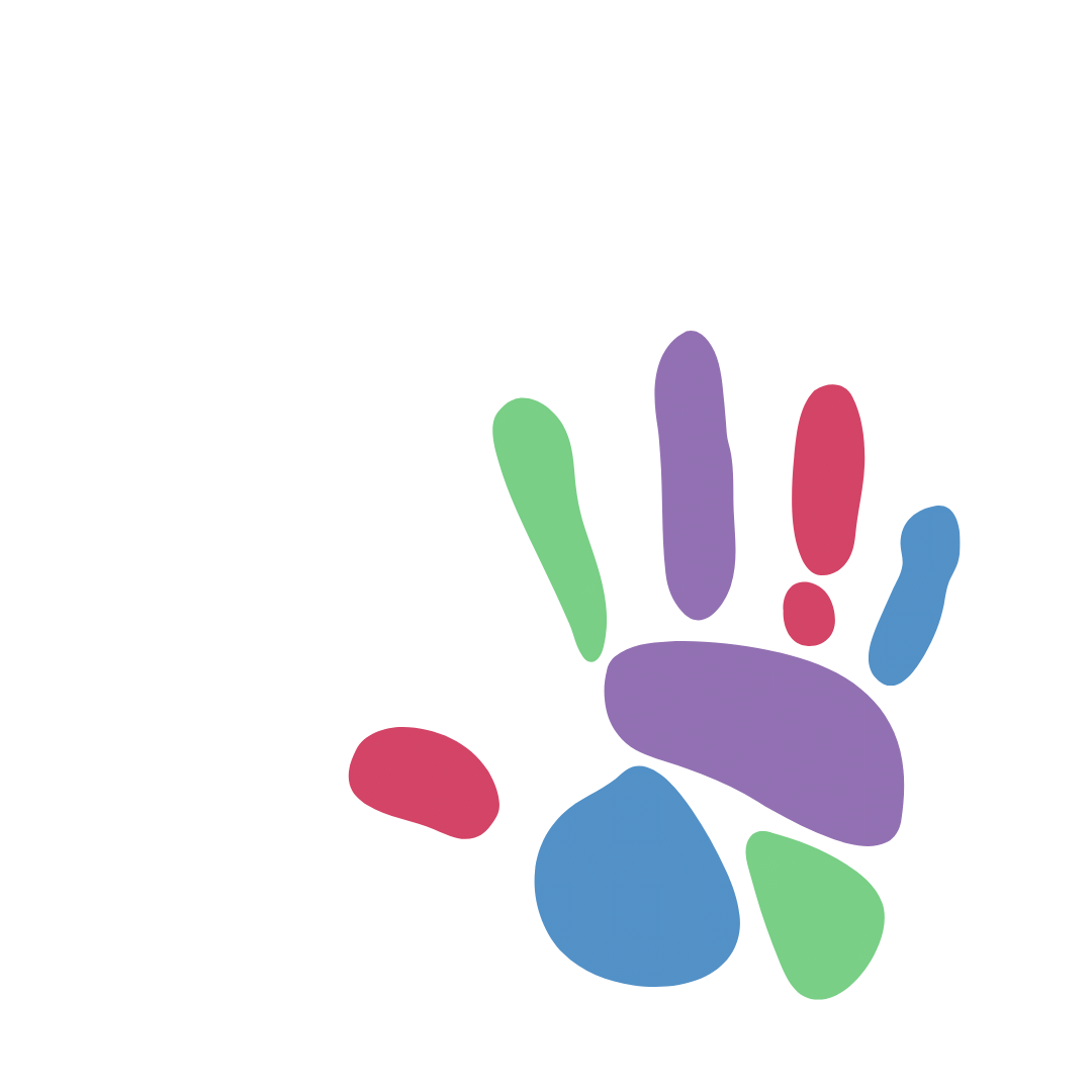 an image of a hand showing five colourful fingers