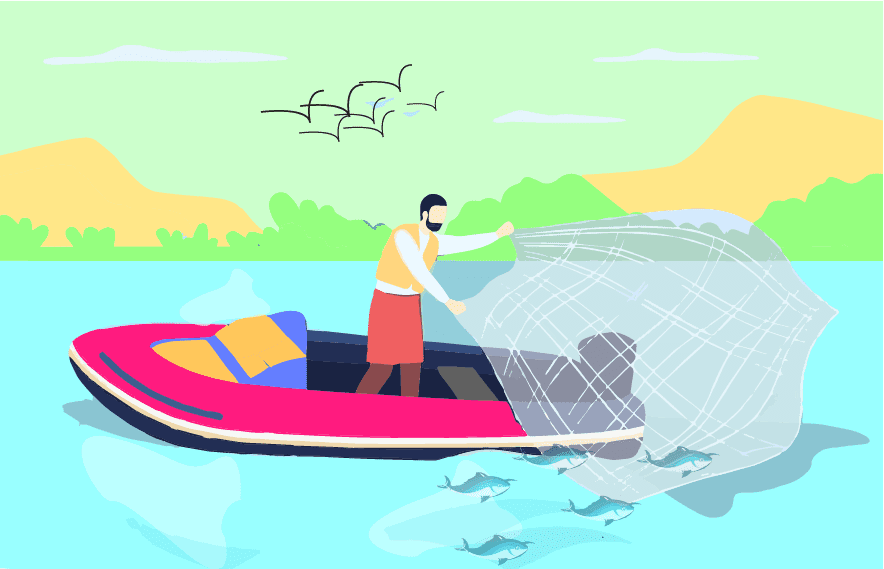 Catch fish by using nets