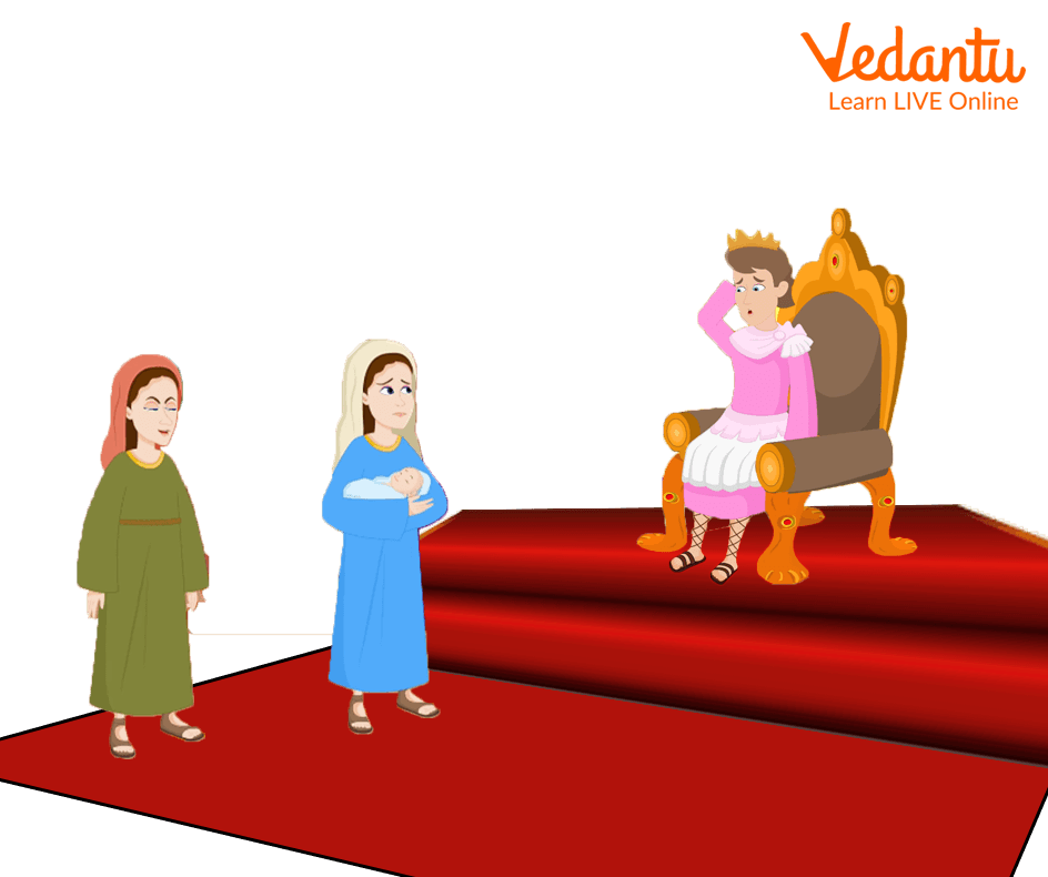 Solomon and the two mothers fighting