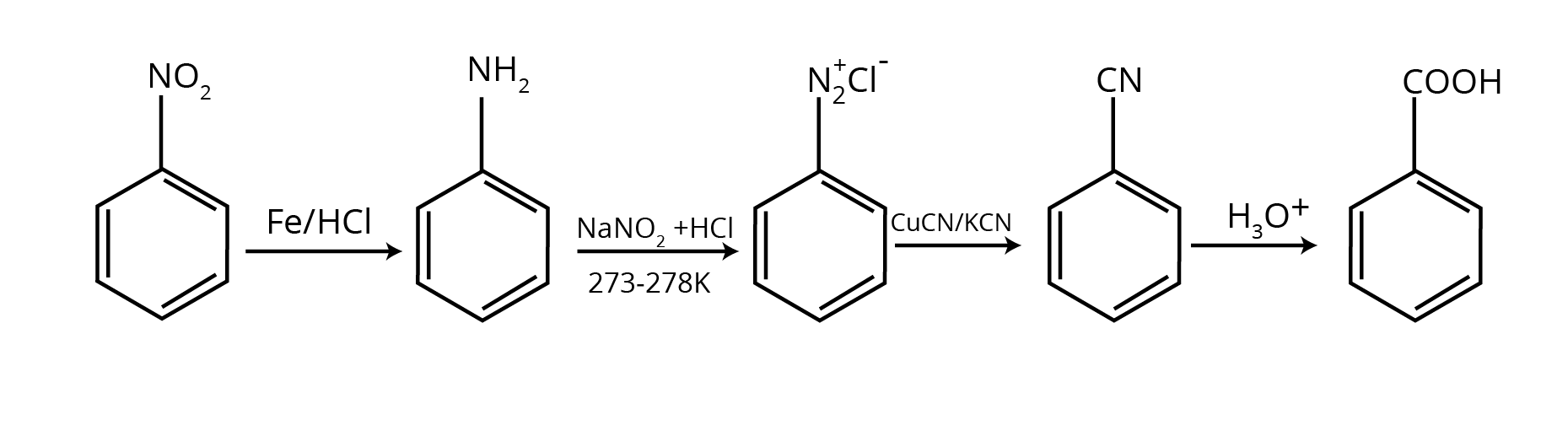 Nitrobenzene to Benzoic Acid