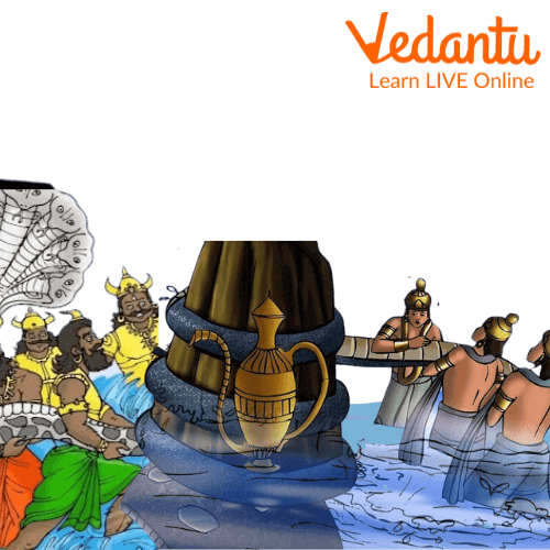The Devas and Asuras fighting