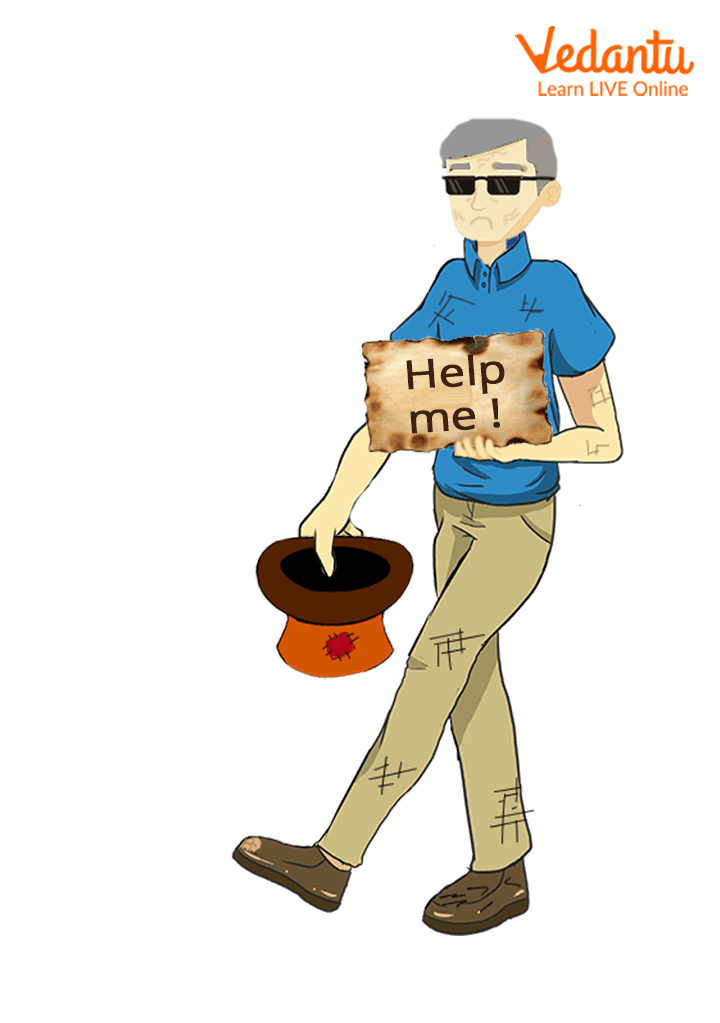 Blind man begging