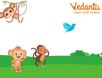 Monkeys Shooing the Bird Away