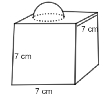 A cubical block with surmounted by a hemisphere