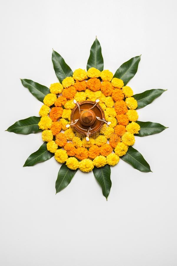 Using Marigold Flowers and Diyas