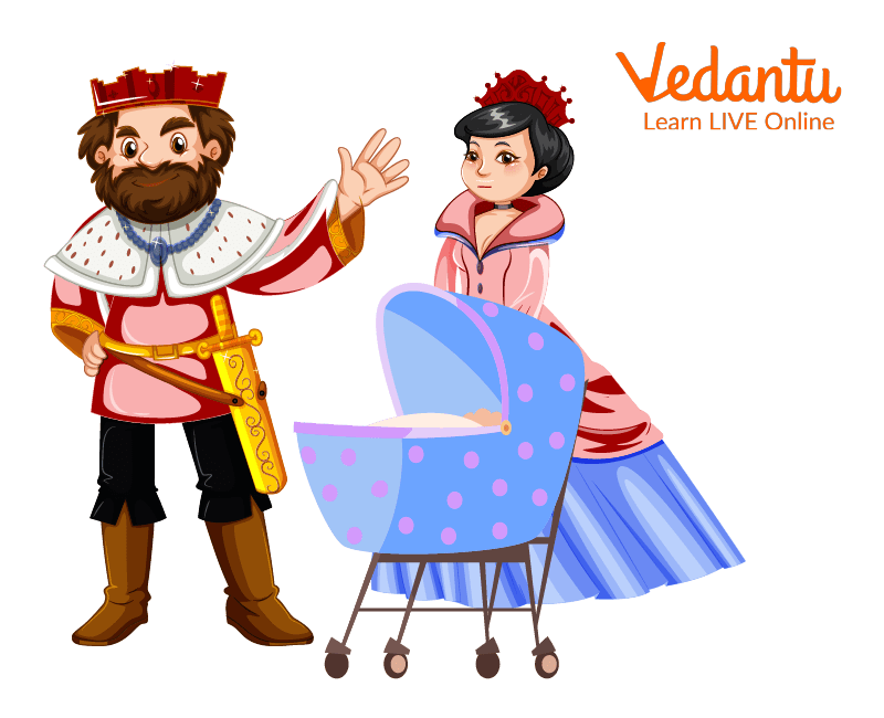 King and the queen with their daughter