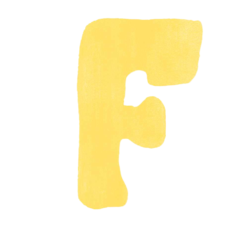 an image of alphabet F written in yellow colour