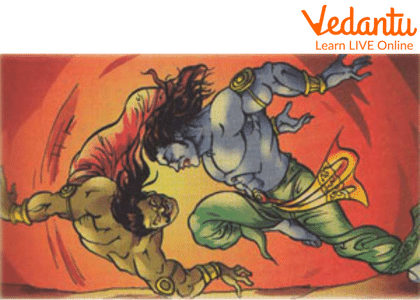 Bhima fighting Kichaka