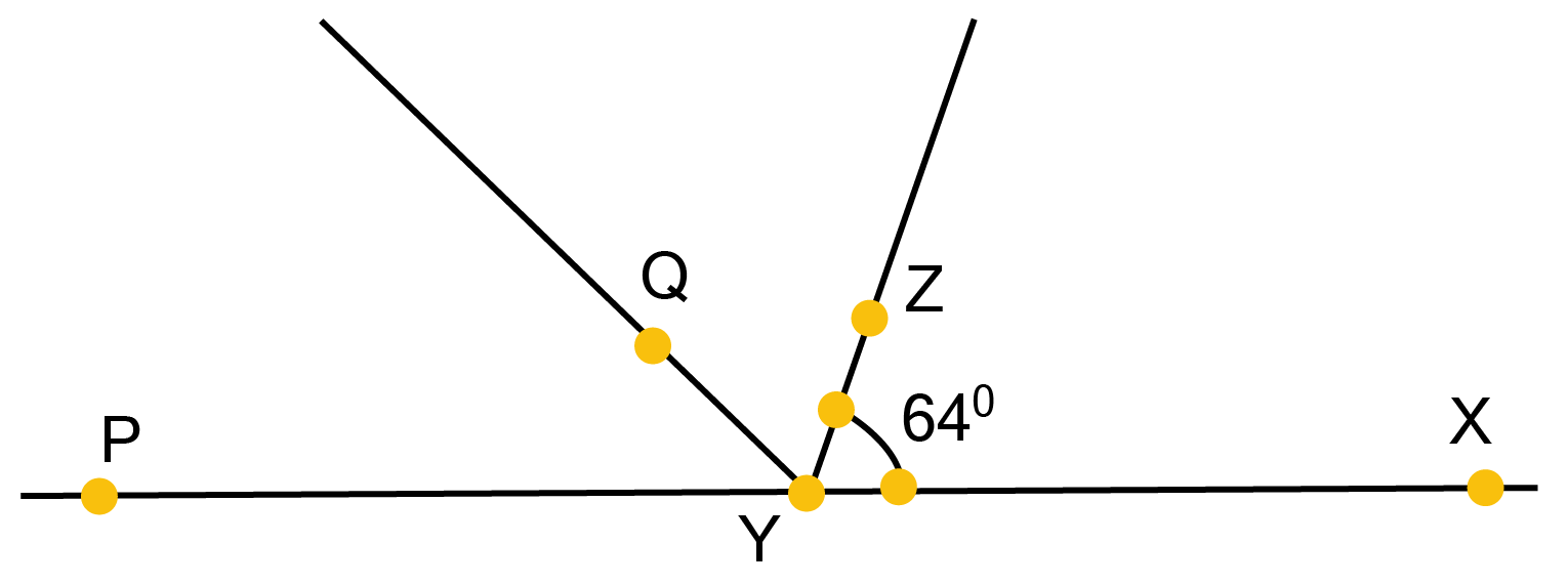 $\text{XYZ=6}{{\text{4}}^{\text{o}}}$ and XY is produced to point P