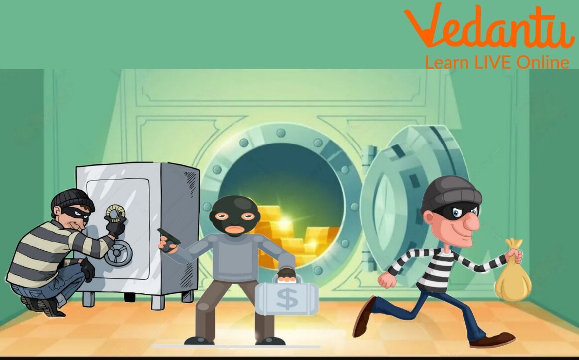 Robbers trying to steal from the locker