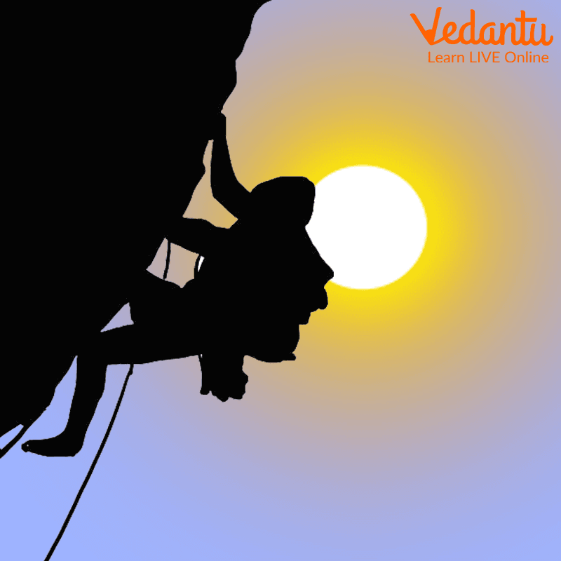 A man climbing a mountain