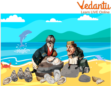 Walrus and Carpenter Eating Oysters