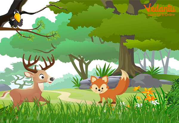 Fox request to be friends with crow and deer