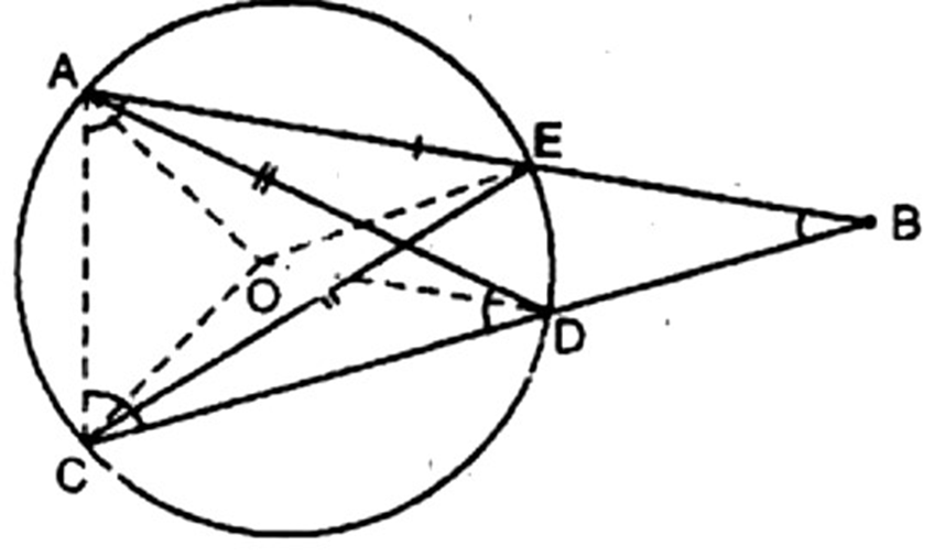 vertex of an angle ABC be located outside a circle and let the sides of the angle intersect chords AD and CE with the circle