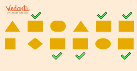 ticked the appropriate shapes from the left side to fill the gaps in the shape on the right side