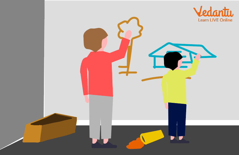 Kids are making Drawings on the Wall
