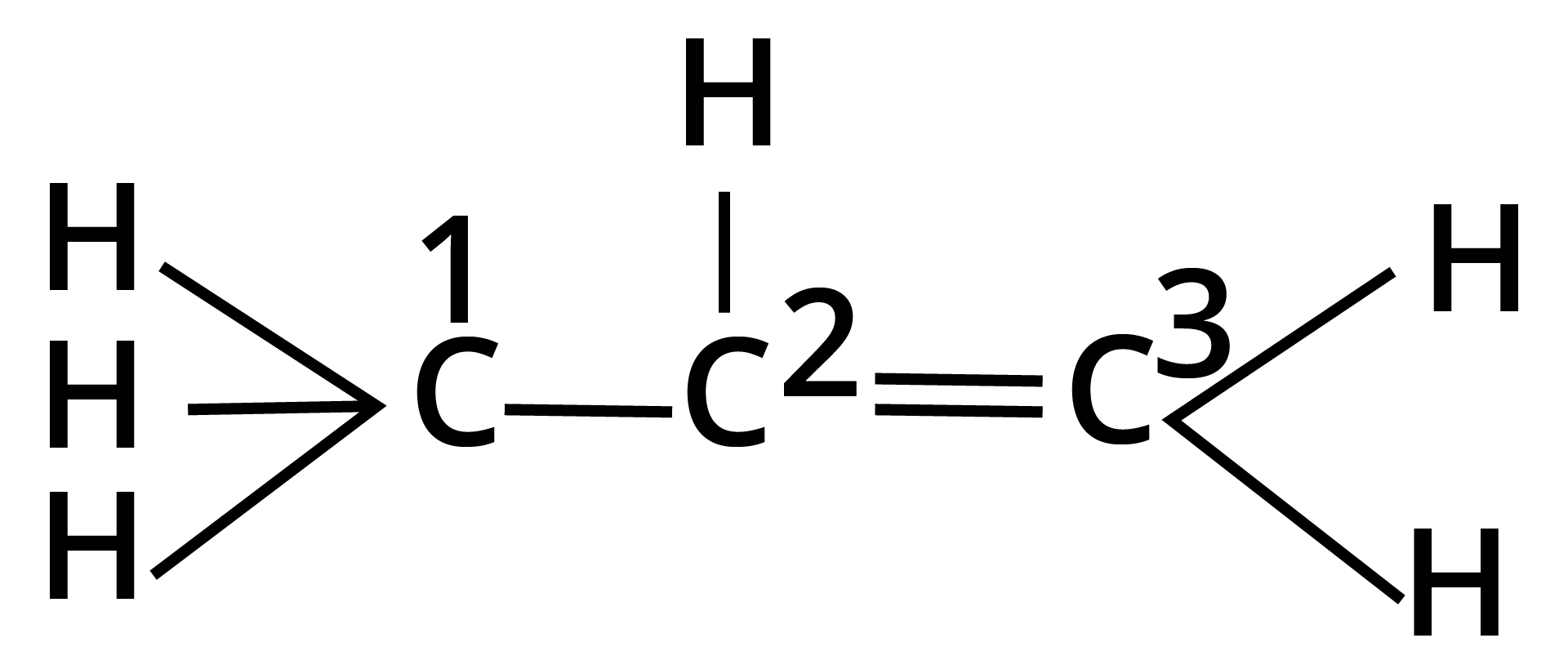 \[C{H_3}---CH = C{H_2}\]