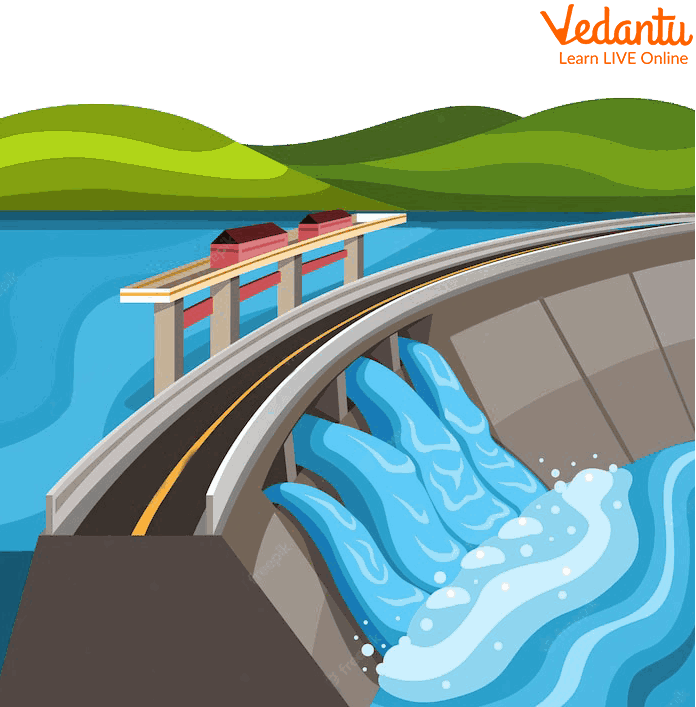 A Dam Into Which Water Flow is Open at Full Speed.