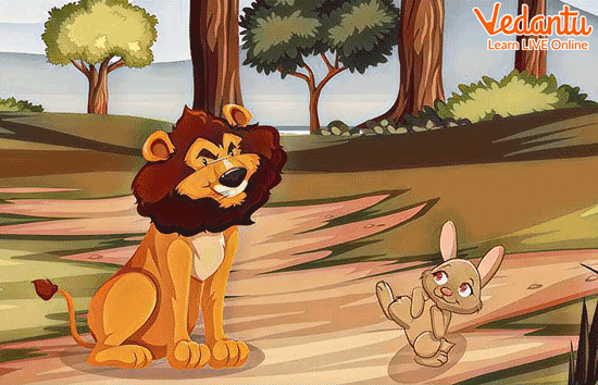 Rabbit Came to the Lion with a Story
