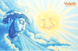The Sun beamed and the North Wind trying to display their power on the traveller