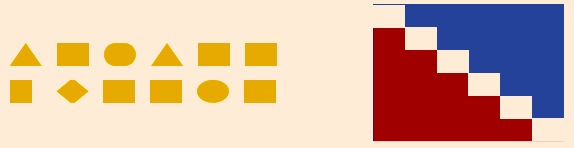 tick the appropriate shapes from the left side to fill the gaps in the shape on the right side