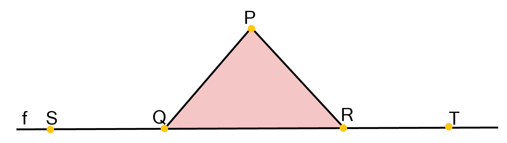 ST is a straight line, QP is a line segment from Q in ST to any point P