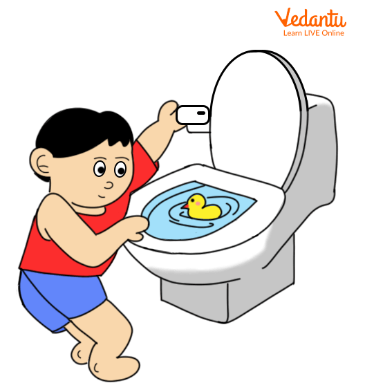 Kid Flushing his Toy