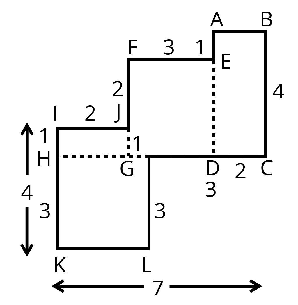 आकृति जिसे विभिन्न आयतों में विभाजित किया है
