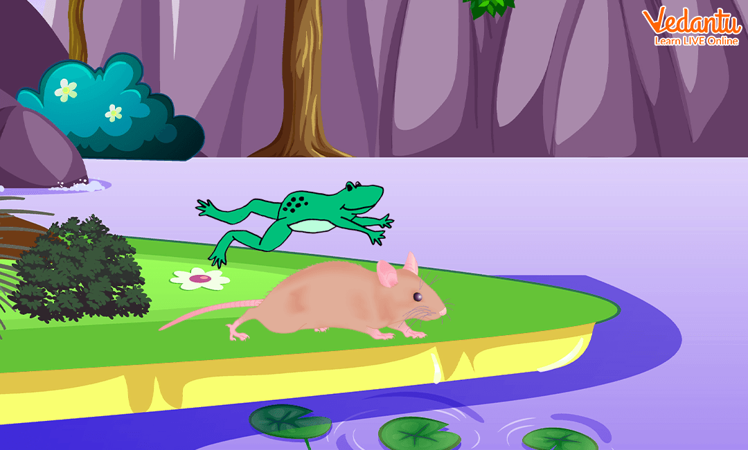Frog and Mouse Jumped into the Lake