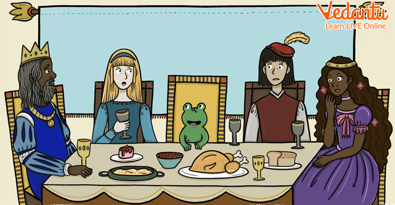 The King, Princess, and others at the dining table