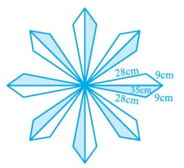 A floral design on a floor is made up of 16 tiles which are triangular