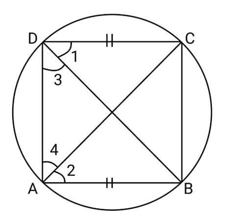 the circle drawn with the equal sides as a diameter passes through the Point D
