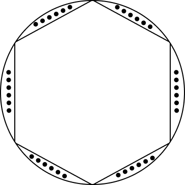 A round table cover has six equal designs as shown in figure. If the radius of the cover is 28 cm.png