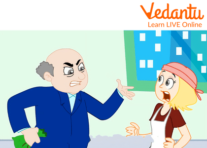 The selfish man blames the daughter for stealing