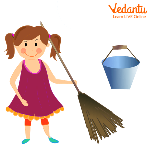 The Little Girl is Mopping up The Bumblebee