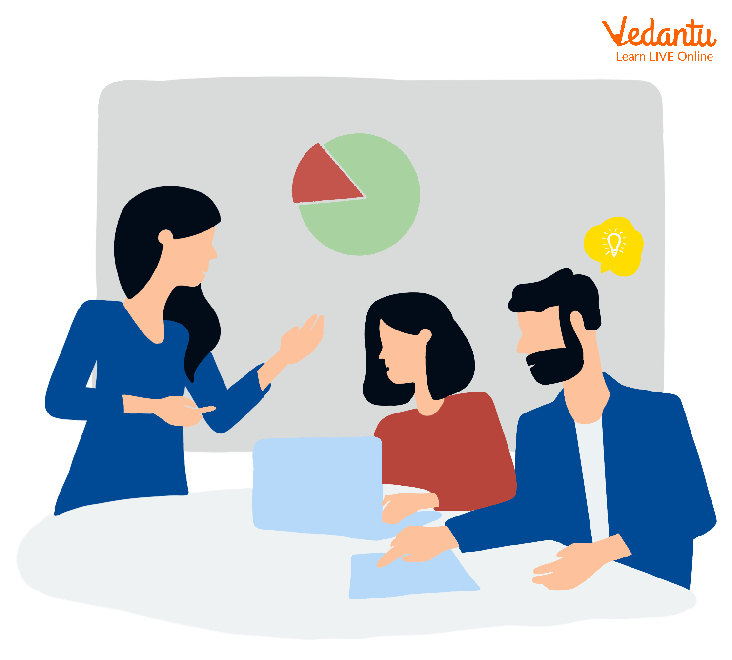 Leader communicating the work plan to her team